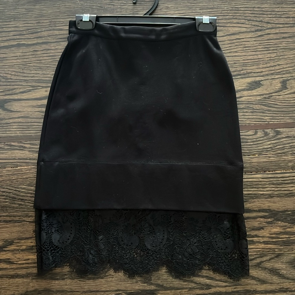 Carven Black Mini Skirt with Lace Hem